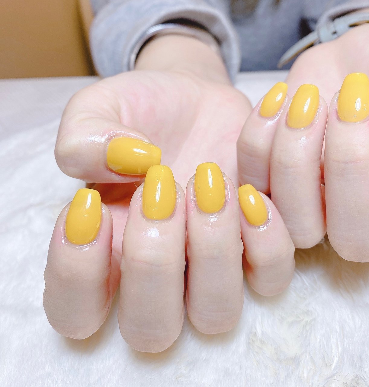 ハンド/ワンカラー/ミディアム/イエロー/ジェルネイル - Nail Z