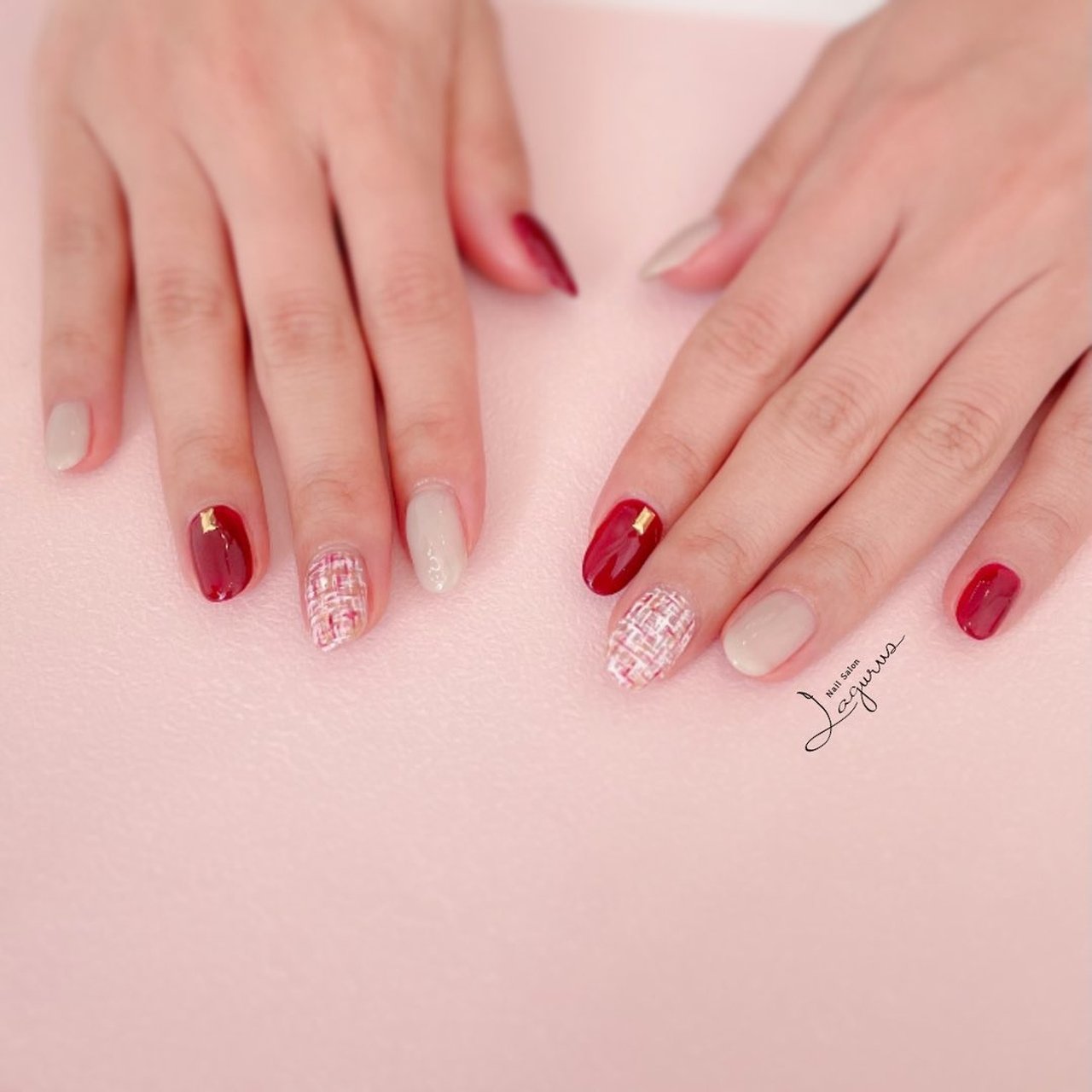 秋 冬 ハンド チェック ツイード Lagurusのネイルデザイン No ネイルブック