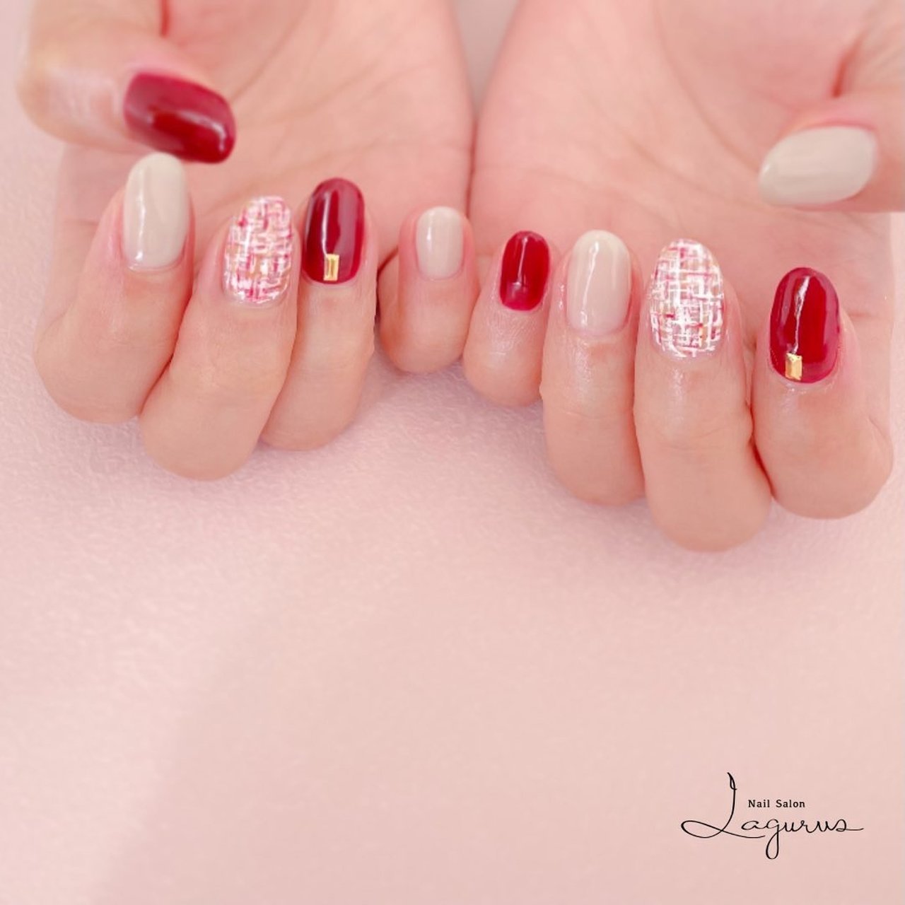 秋 冬 ハンド チェック ツイード Lagurusのネイルデザイン No ネイルブック