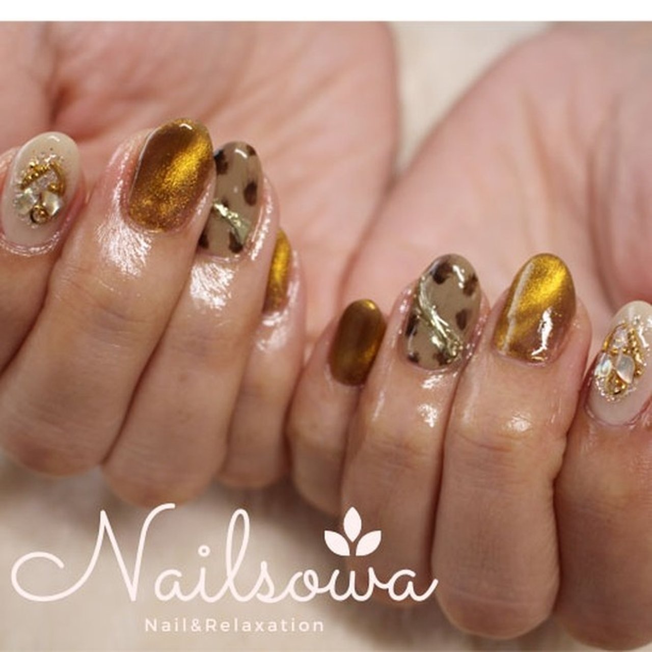オールシーズン ハンド ビジュー ラメ アニマル柄 Nail Salon Sowa 久留米市のネイルデザイン No ネイルブック