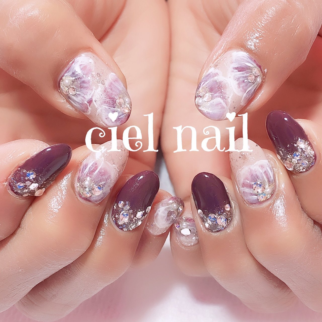 秋 冬 オールシーズン ハンド ビジュー Chiho Cielのネイルデザイン No ネイルブック