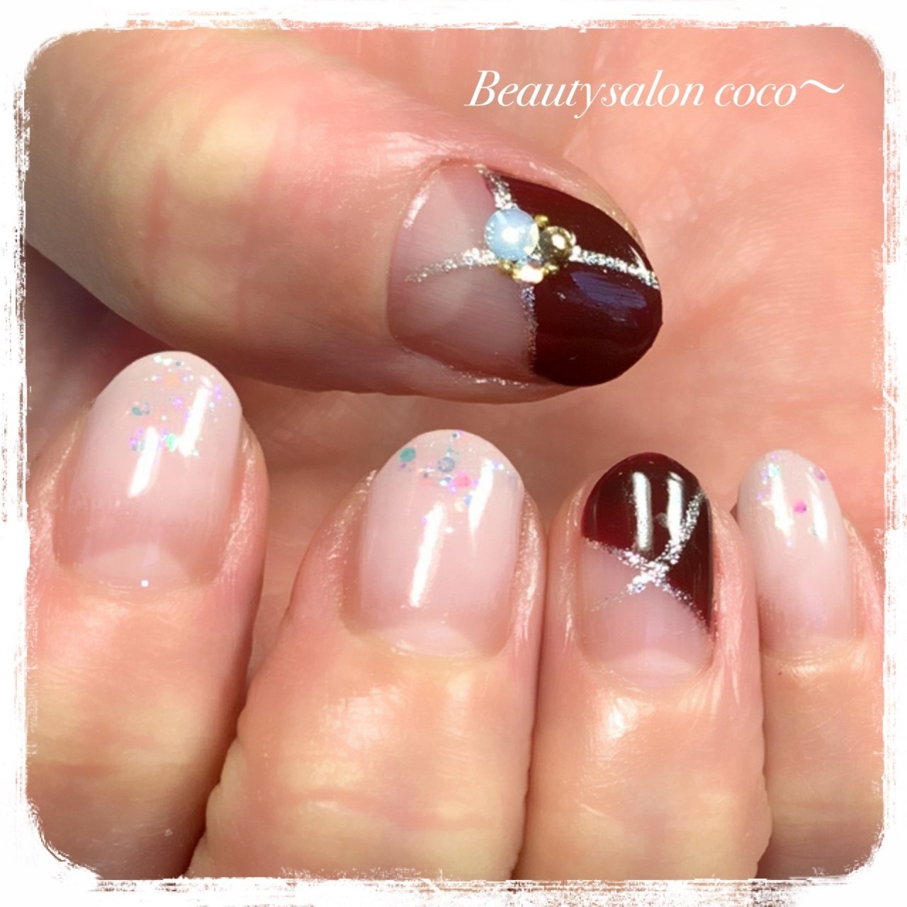 秋 冬 オールシーズン ハンド 変形フレンチ ビューティーサロンcoco 草加のネイルデザイン No ネイルブック