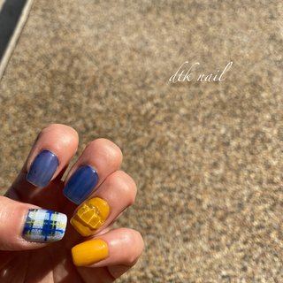 イエロー ブルーのネイルデザイン ネイルブック