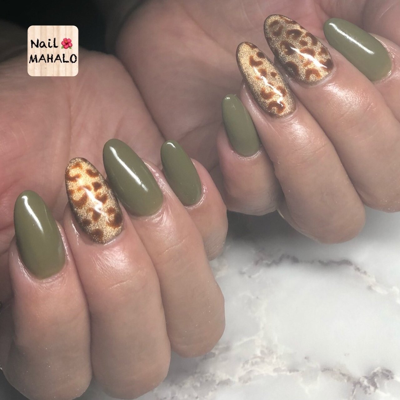 秋 ハンド ワンカラー レオパード ロング Mahalo21のネイルデザイン No ネイルブック