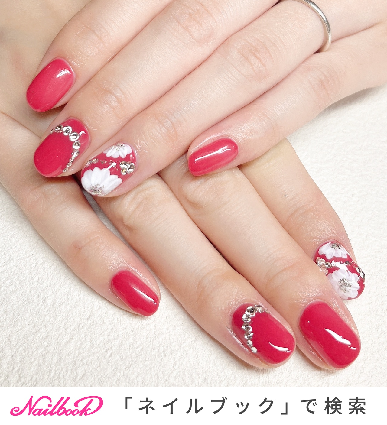 フラワー 手書きのネイルデザイン ネイルブック