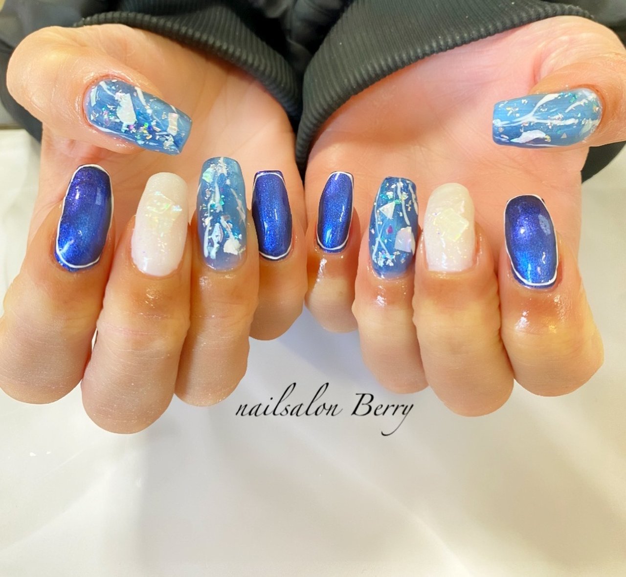 水色 ブルー ネイビー ネイルサロンberryのネイルデザイン No ネイルブック