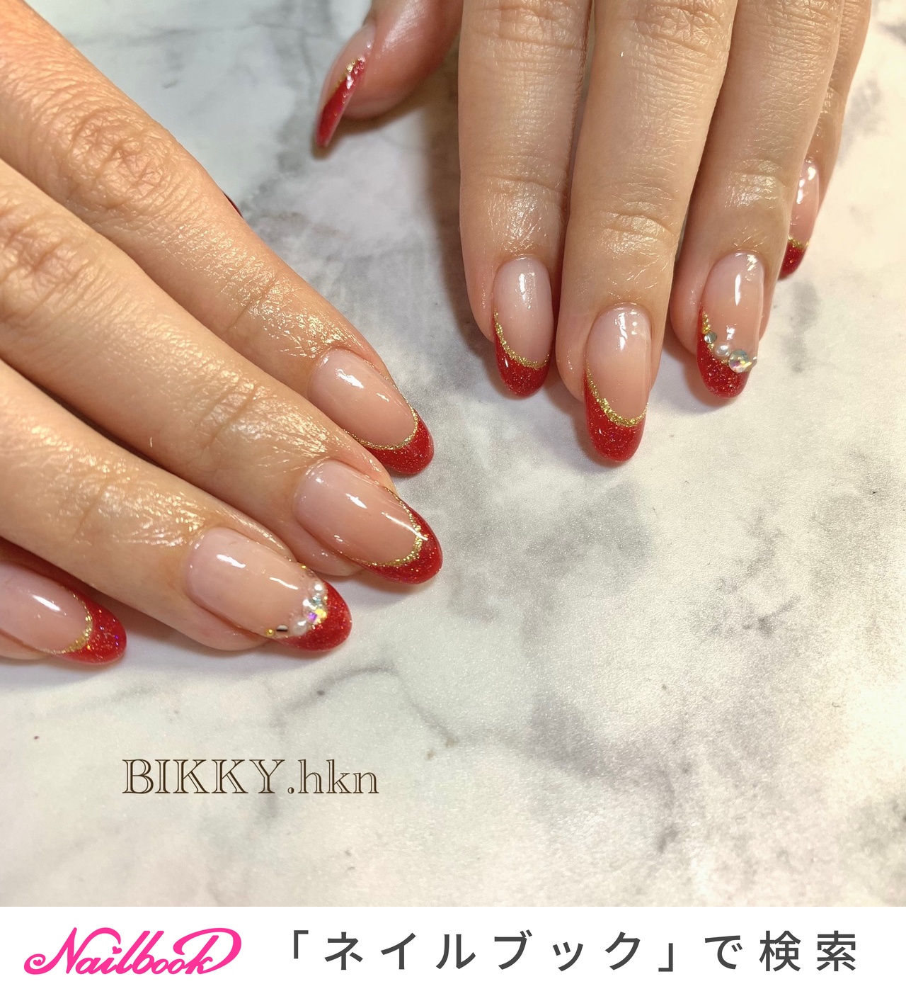 21年 新着順 レッド 赤 ラメラインのネイルデザイン ネイルブック