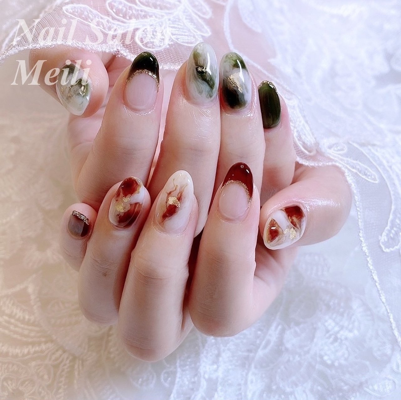 オールシーズン ハンド ミディアム ホワイト レッド Nail Salon Meili 埼玉日進のネイルデザイン No ネイル ブック