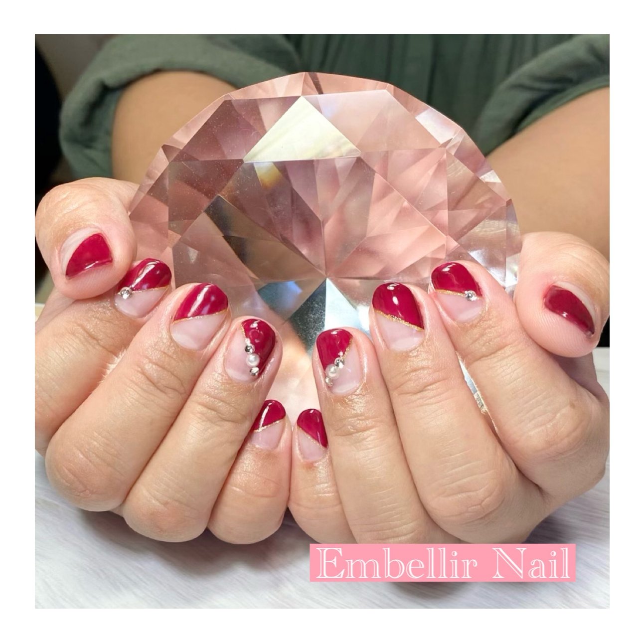 秋 冬 変形フレンチ ボルドー 北海道 Embellir Nail スクール アンベリーネイル のネイルデザイン No ネイル ブック