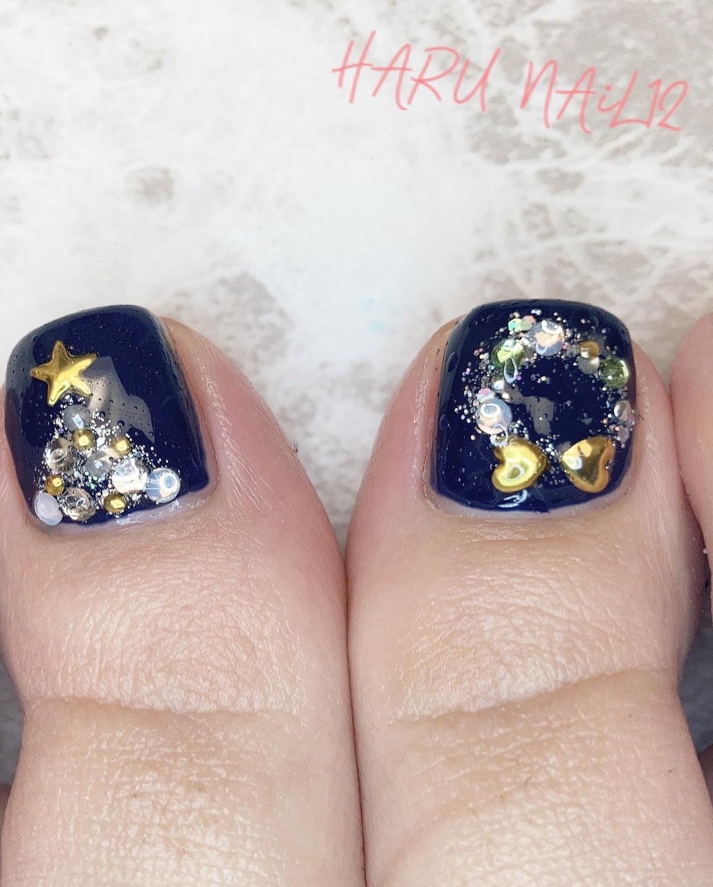 冬 クリスマス フット ラメ ミディアム Haru Nail12のネイルデザイン No ネイルブック