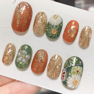成人式/ハンド/フラワー/ミラー/和柄 - Lunaria nailのネイルデザイン