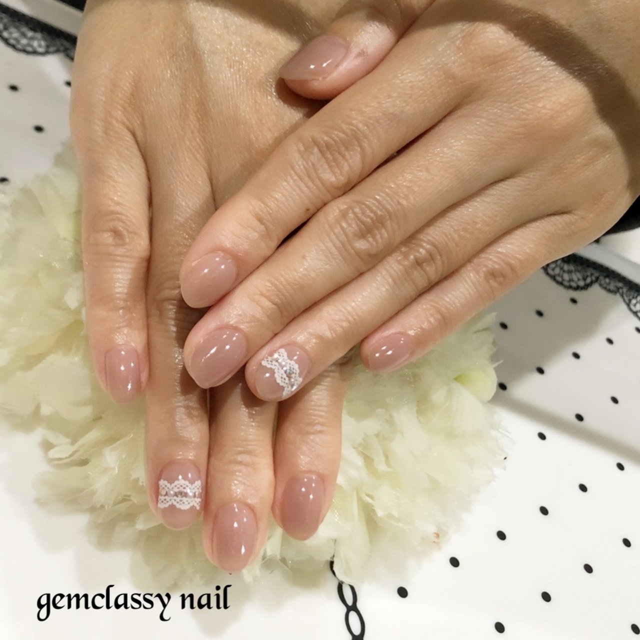 オールシーズン ハンド ワンカラー レース ベージュ Gemclassy17のネイルデザイン No ネイルブック