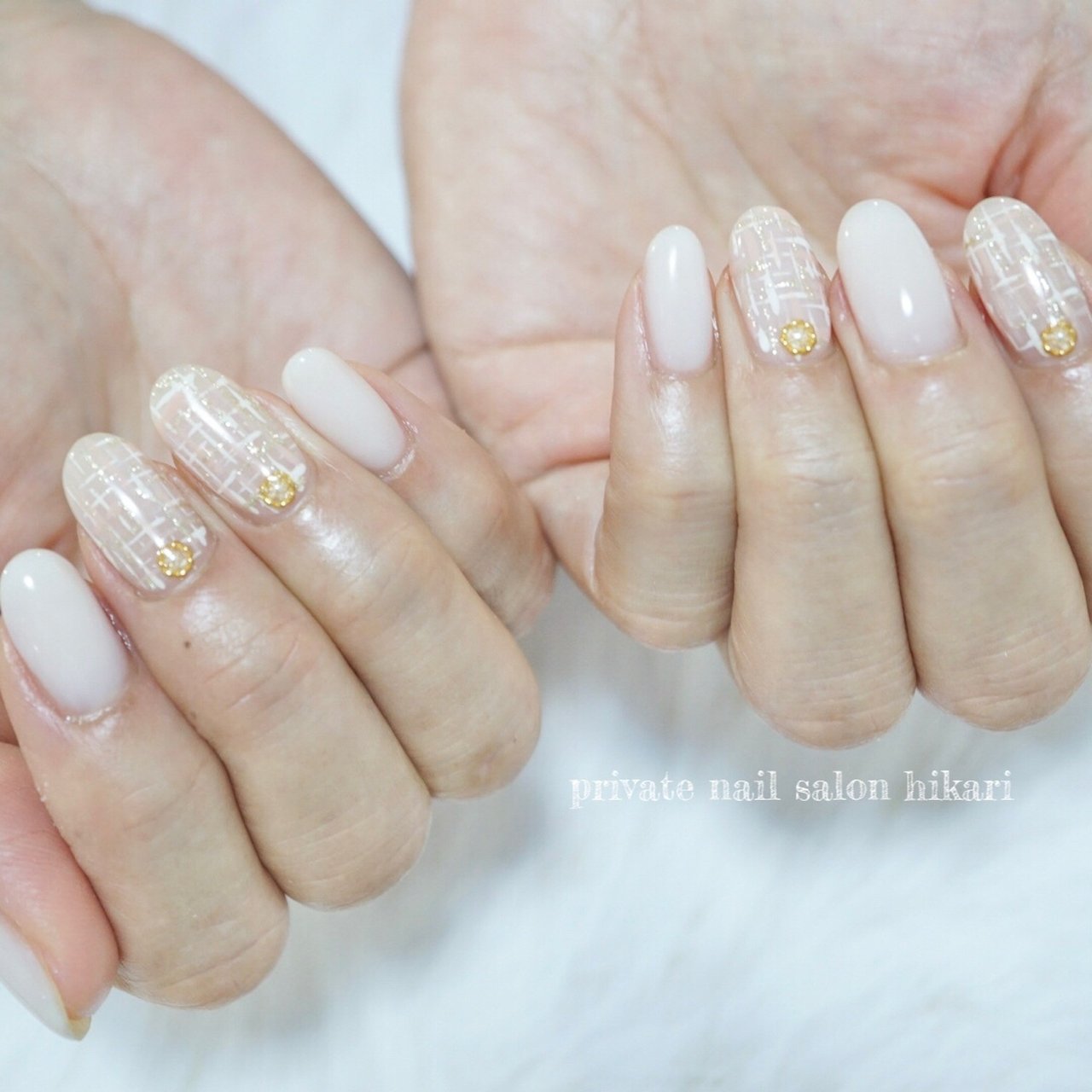 冬 ハンド ワンカラー ツイード ミディアム Hikarinailのネイルデザイン No ネイルブック