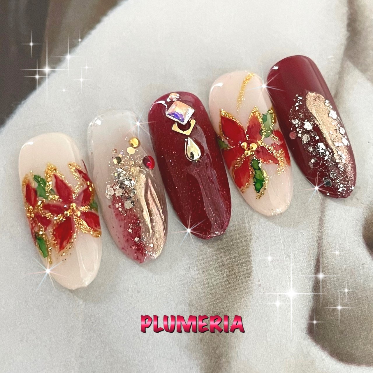 冬 クリスマス パーティー デート ハンド Plumeria 隠れ家サロンプルメリア のネイルデザイン No ネイルブック