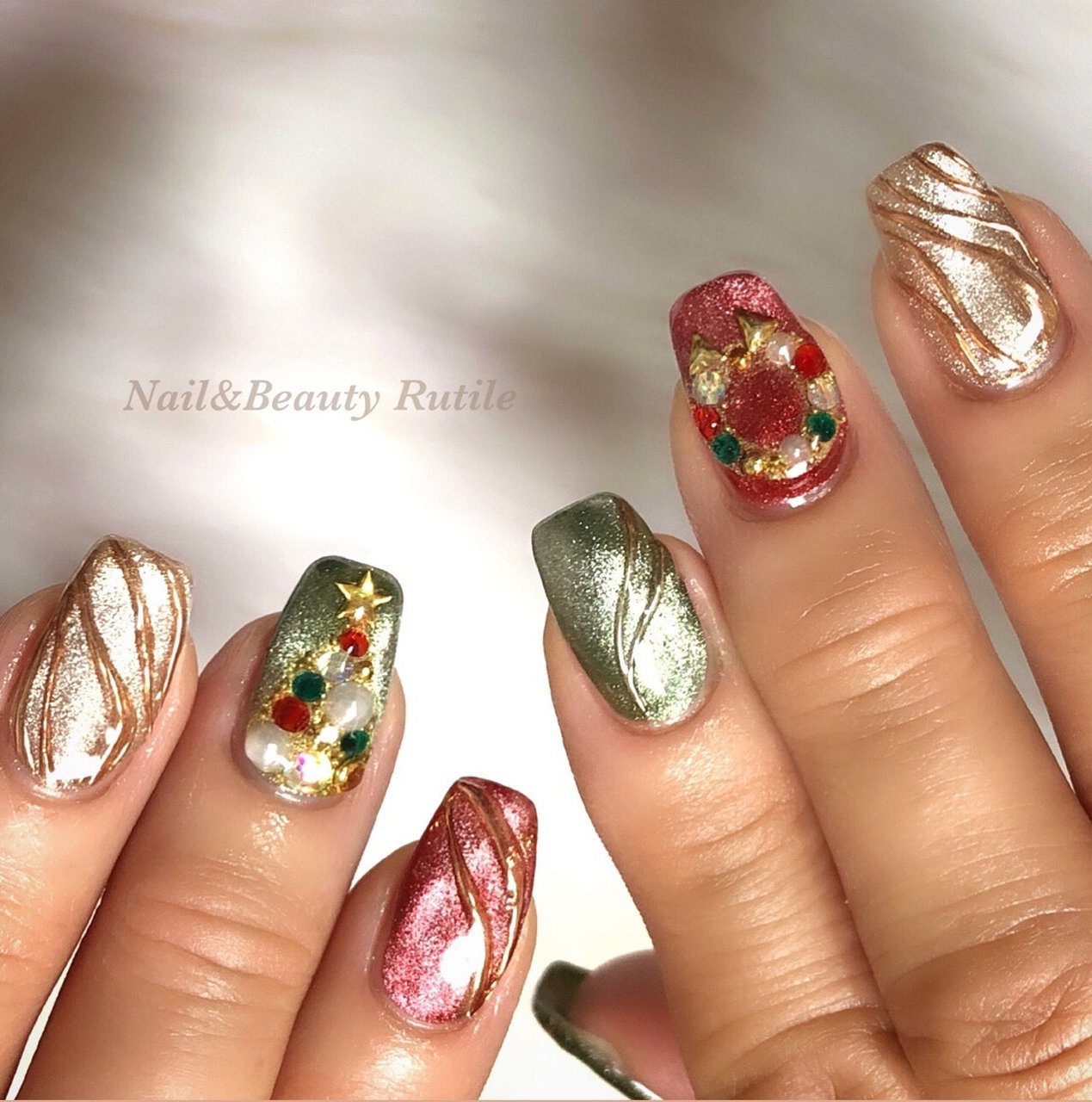 冬 クリスマス パーティー 女子会 デコ Nail Beautyrutile Risaのネイルデザイン No ネイルブック