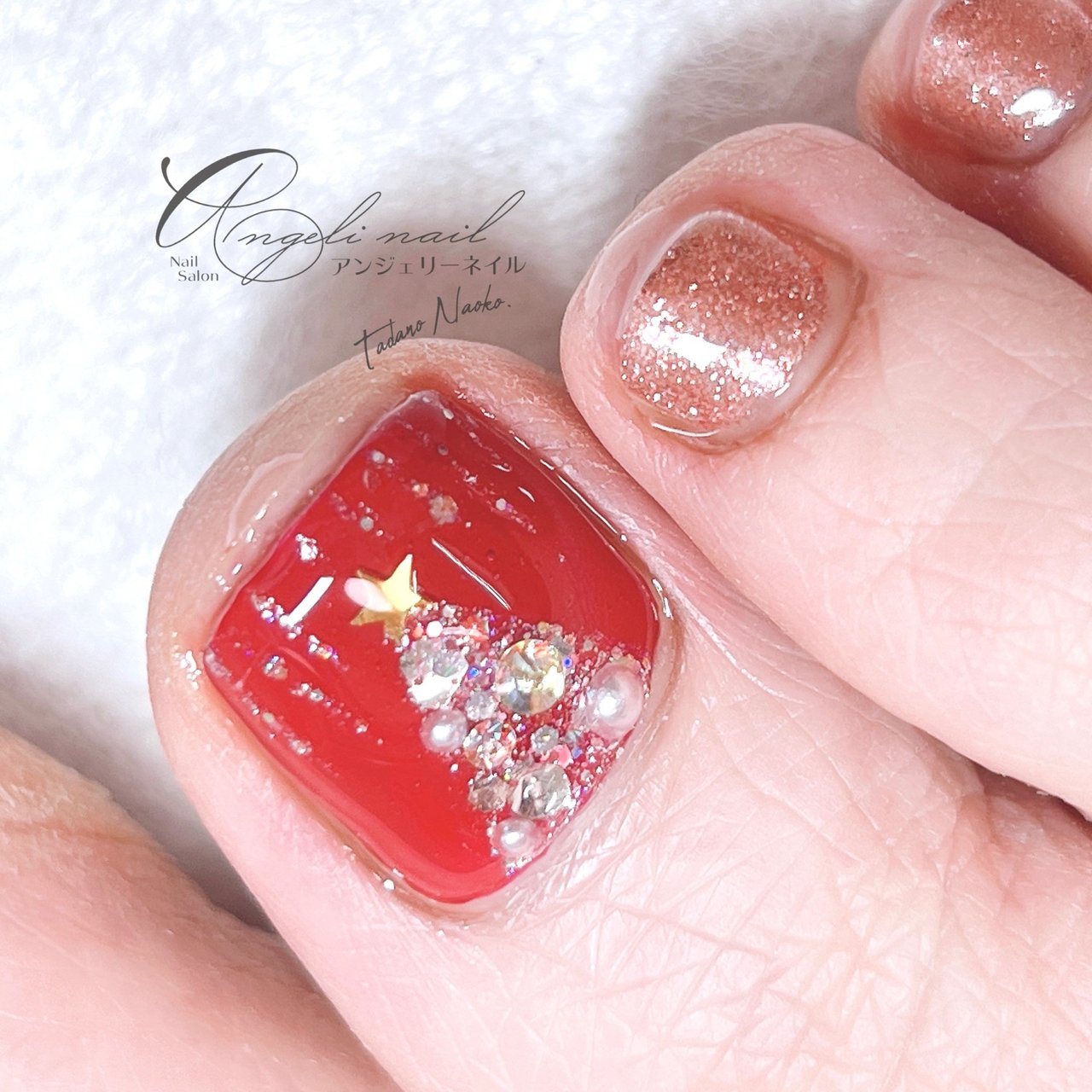 冬 お正月 クリスマス フット ホログラム 北広島市ネイルサロン Angeli Nailのネイルデザイン No ネイルブック