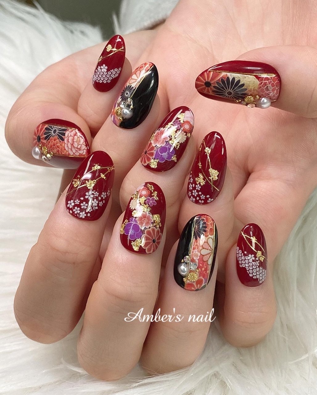 成人式 ロングネイルチップ ♡ お正月/成人式/ハンド/和柄/ロング - Amber's nail アンバーズ