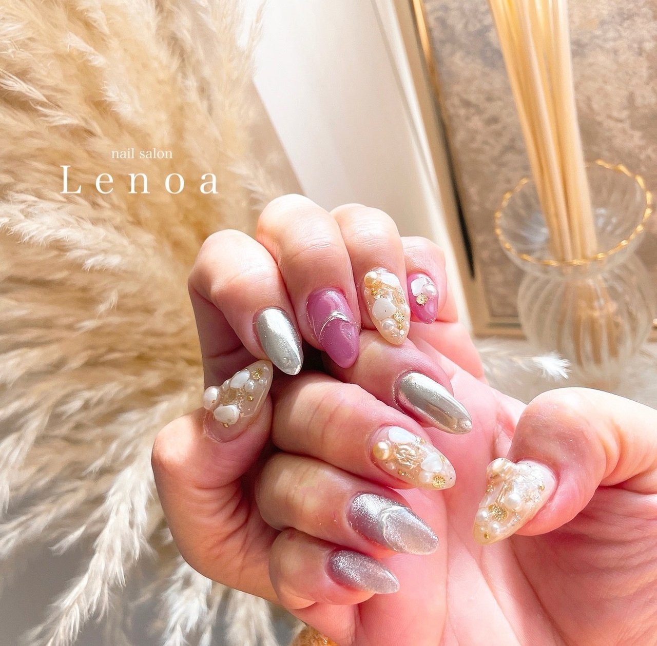 秋 冬 オールシーズン ロング ホワイト Nail Salon Lenoaのネイルデザイン No ネイルブック