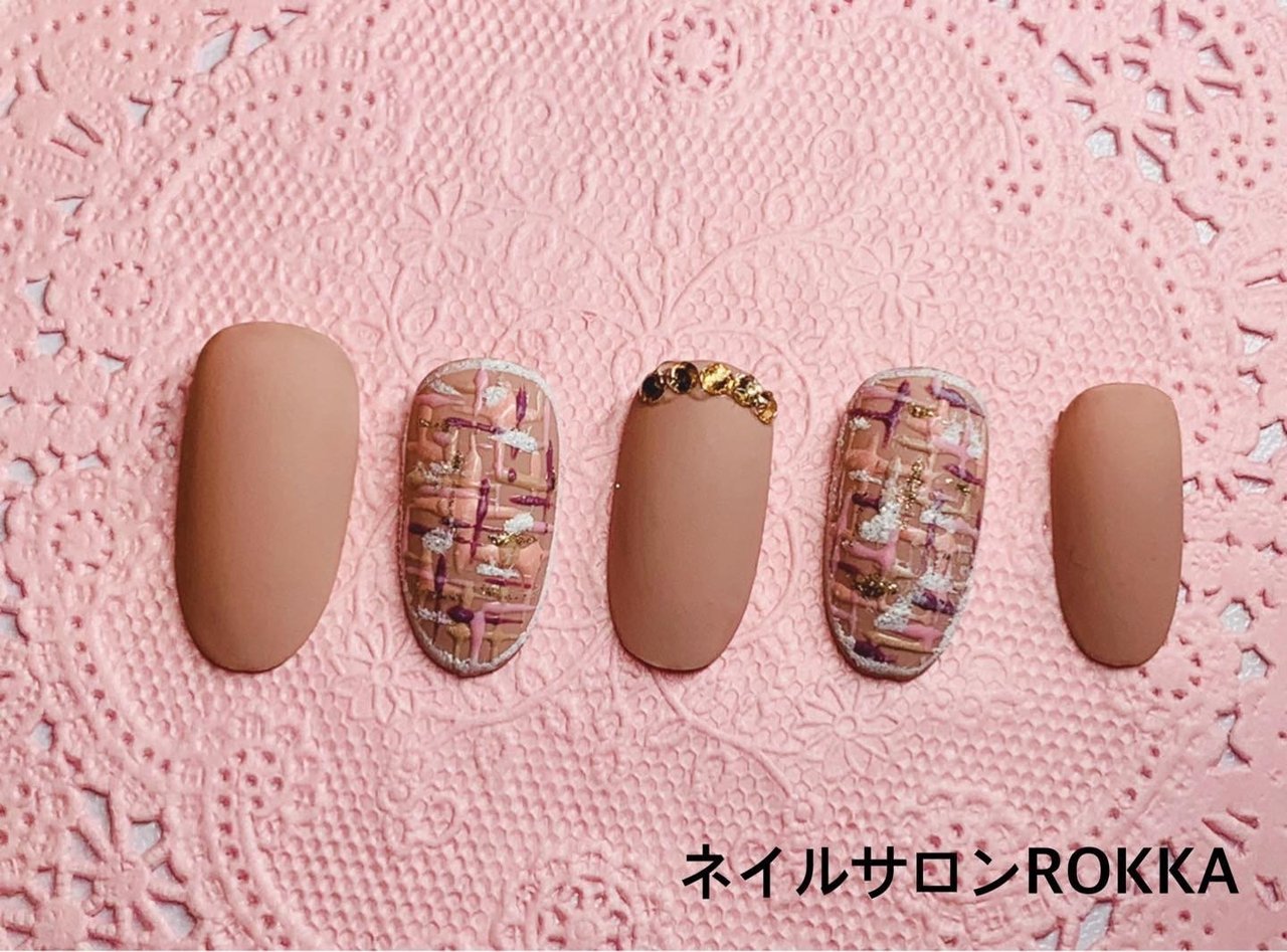 秋 冬 クリスマス ハンド ツイード Hir のネイルデザイン No ネイルブック