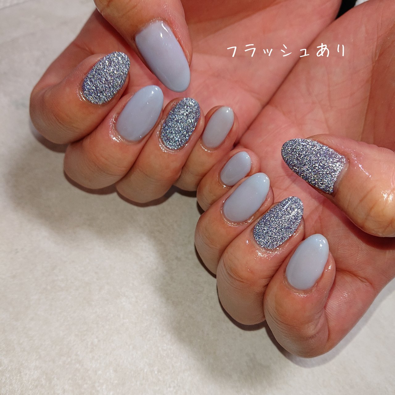 ハンド シンプル ラメ ワンカラー 水色 Salonsoleilのネイルデザイン No ネイルブック