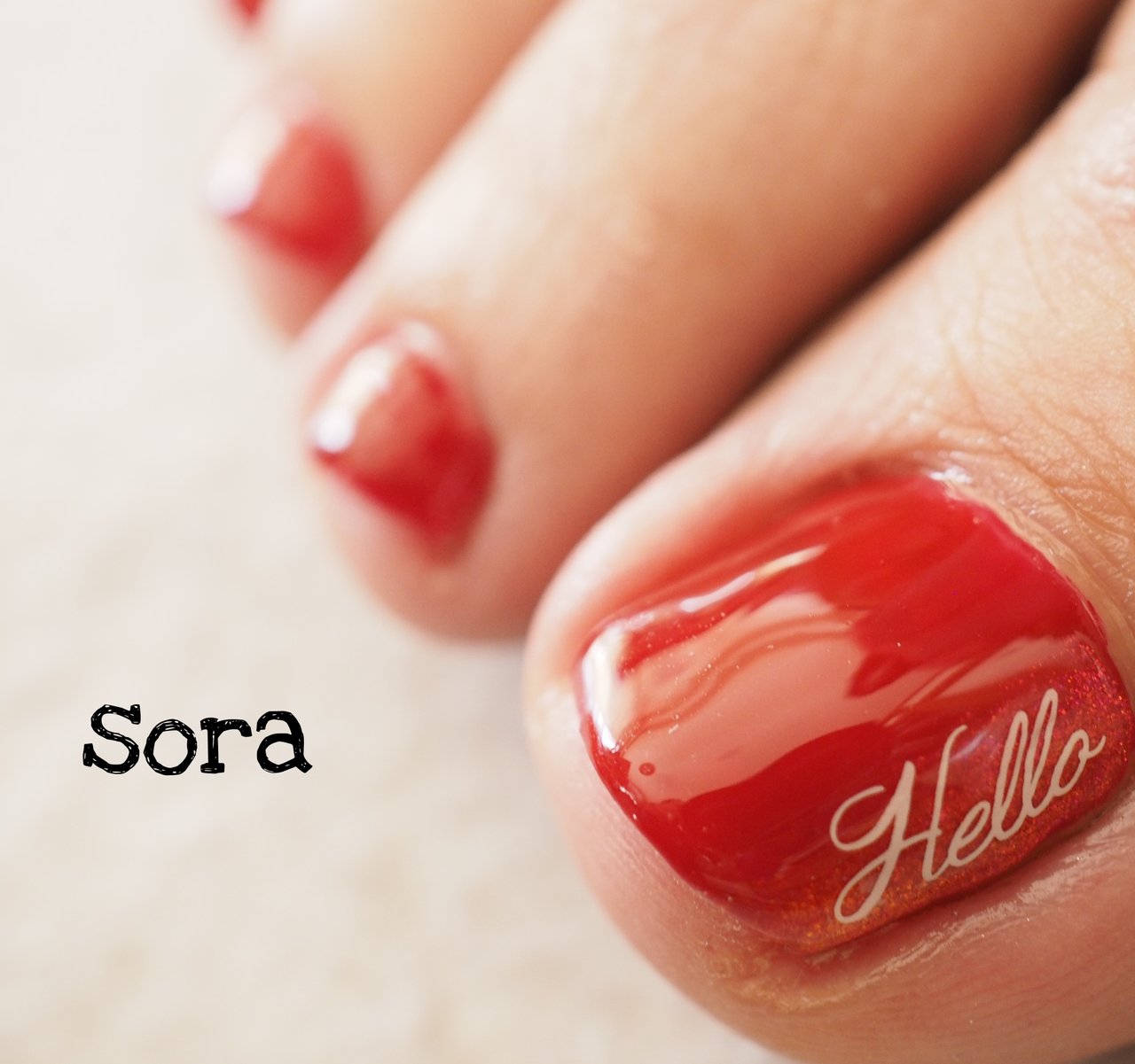 フット シンプル グラデーション レッド ジェルネイル そらみのネイルデザイン No ネイルブック