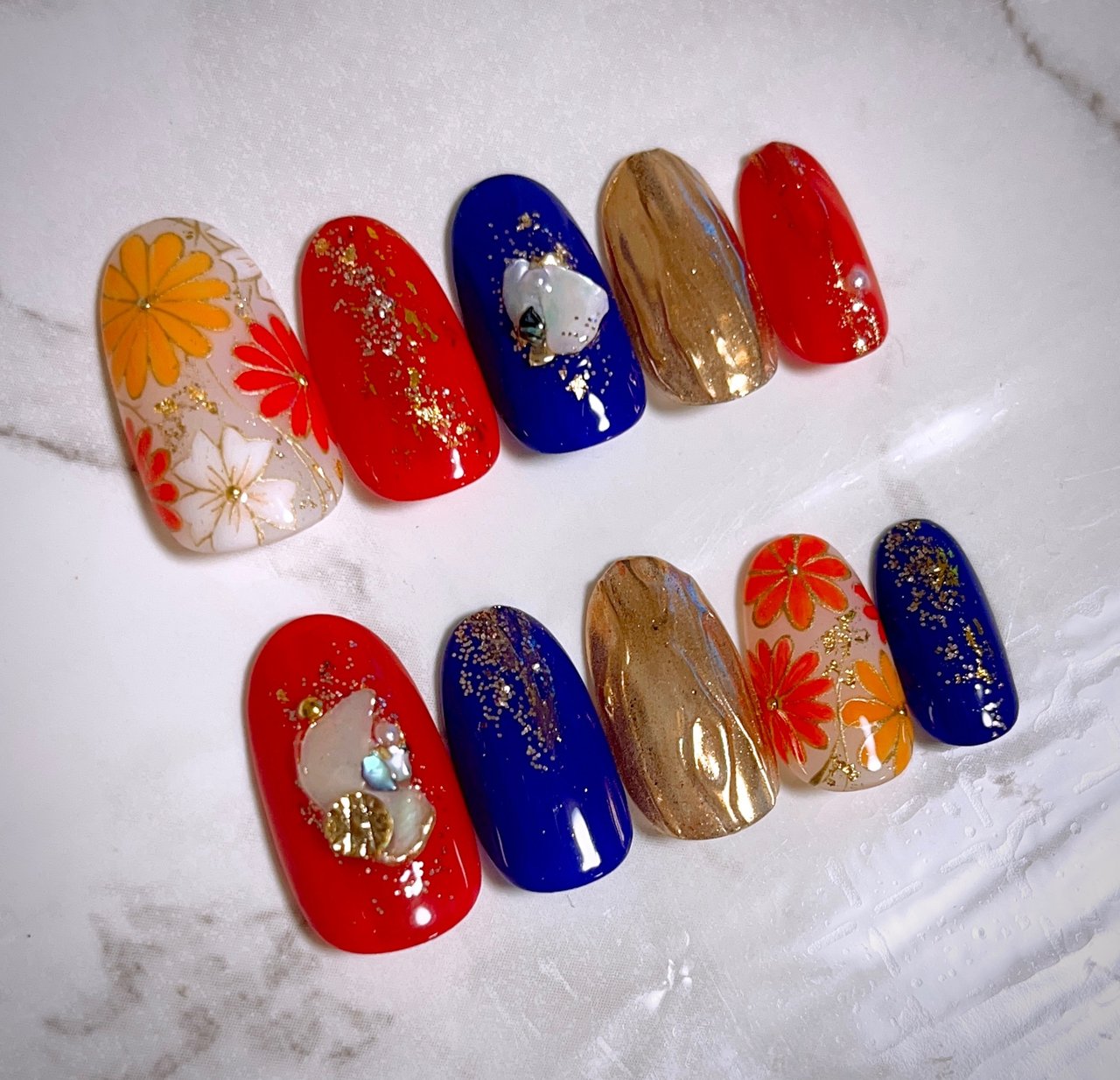 成人式 ハンド フラワー ニュアンス ミラー Suzu6のネイルデザイン No ネイルブック