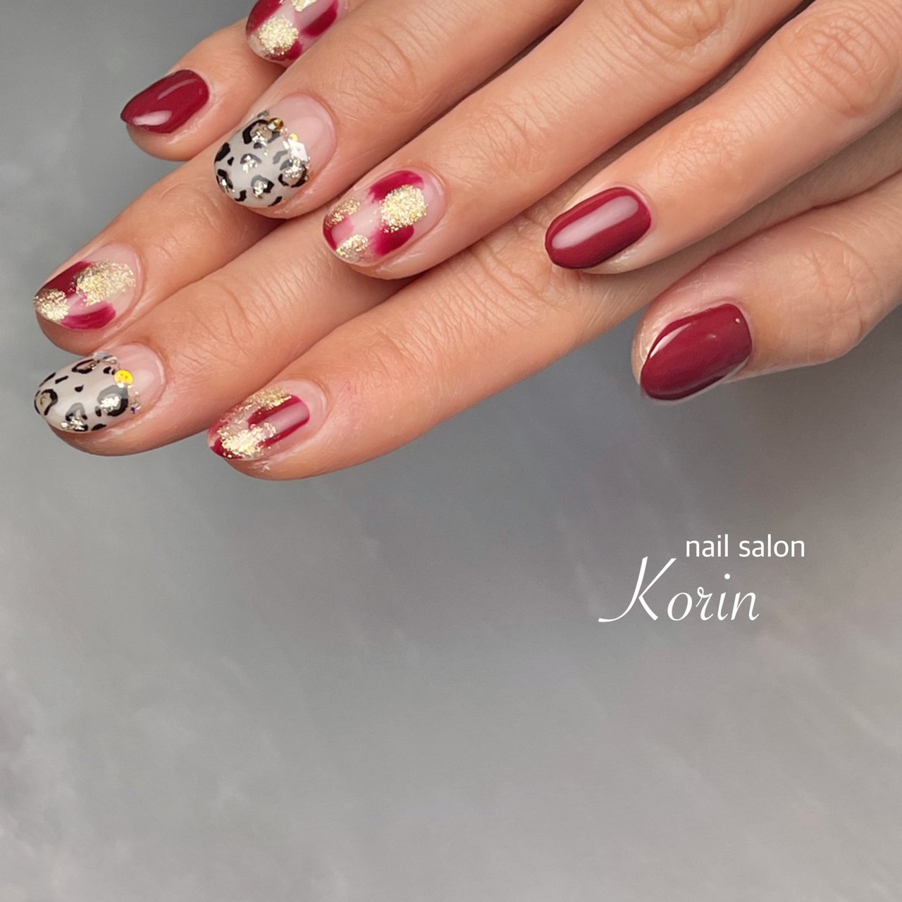 秋 冬 ハンド ワンカラー アニマル柄 Nail Salon Korinのネイルデザイン No 639 ネイルブック