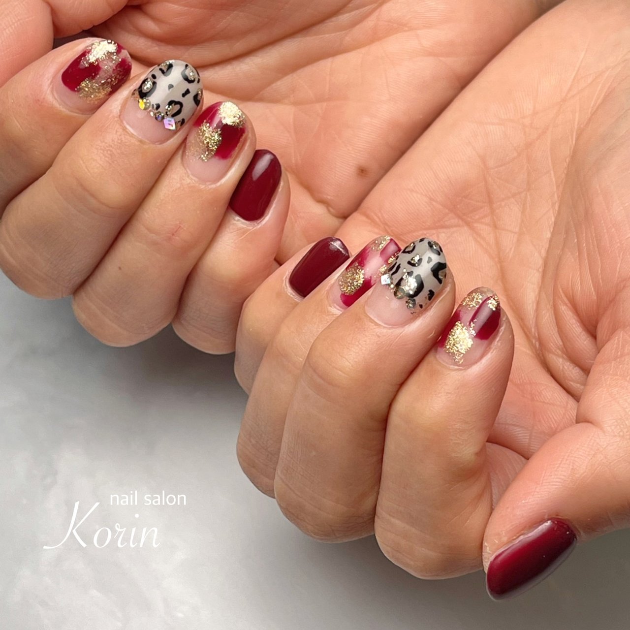 秋 冬 ハンド ワンカラー アニマル柄 Nail Salon Korinのネイルデザイン No 639 ネイルブック