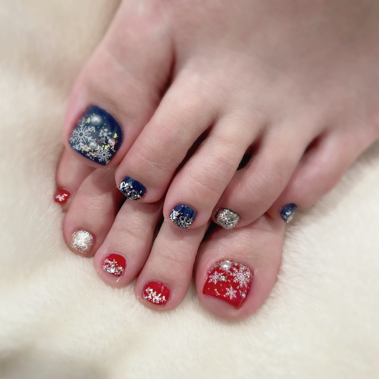 フット レッド ネイビー ボルドー Nail Salon Fufreのネイルデザイン No ネイルブック