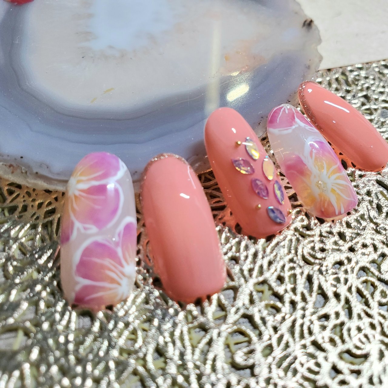 オールシーズン ハンド フラワー ピンク ジェルネイル Toiro Nails Ayakoのネイルデザイン No ネイルブック