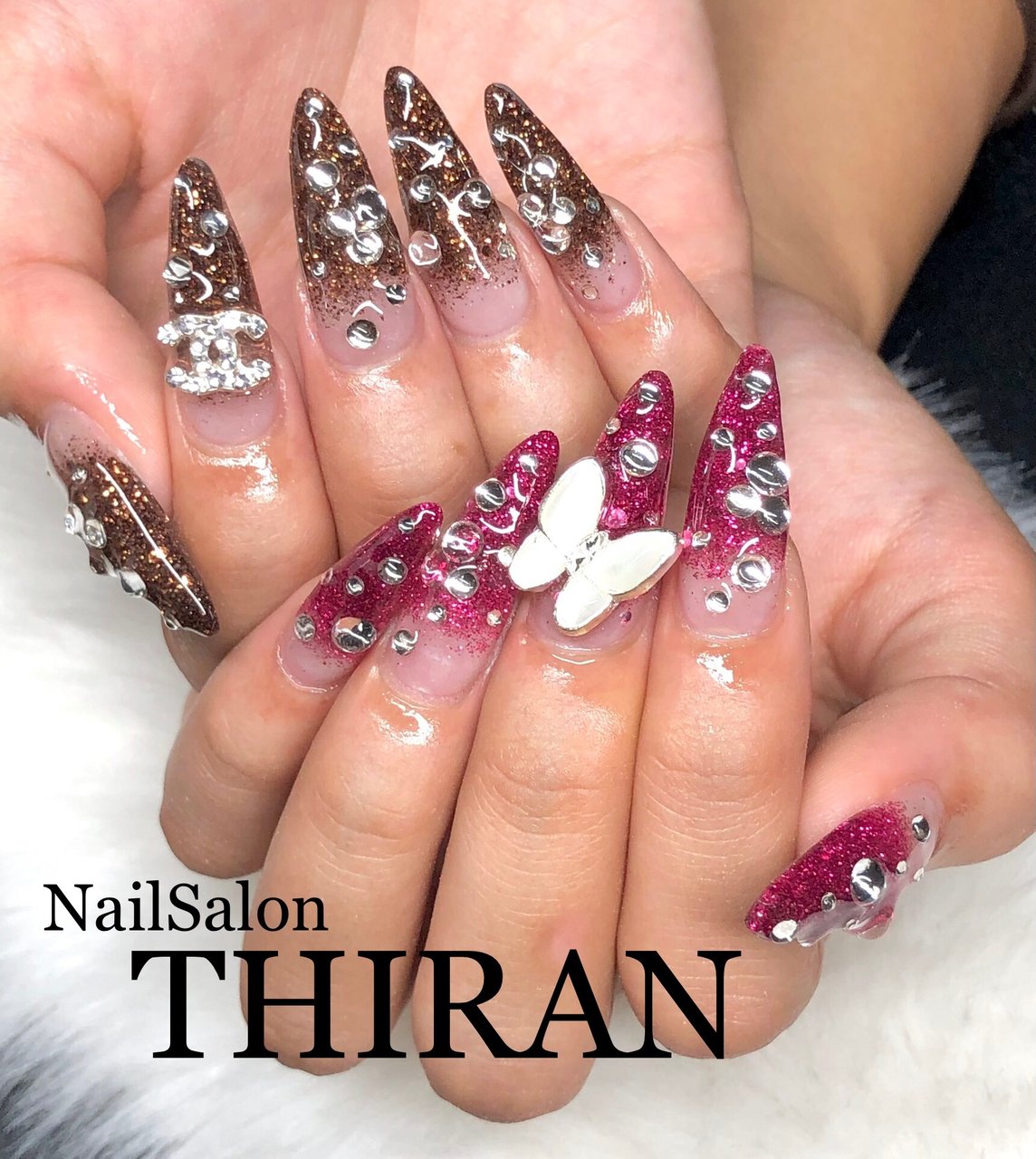 オールシーズン ハンド グラデーション ビジュー ラメ Nailsalon Thiranのネイルデザイン No 655 ネイルブック