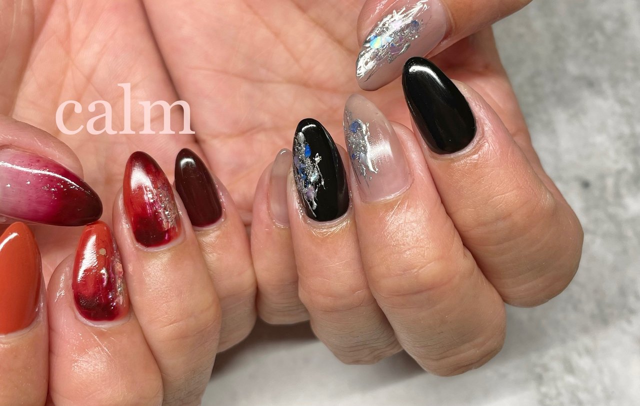 オールシーズン ハンド ラメ ニュアンス マーブル Akinaのネイルデザイン No 686 ネイルブック