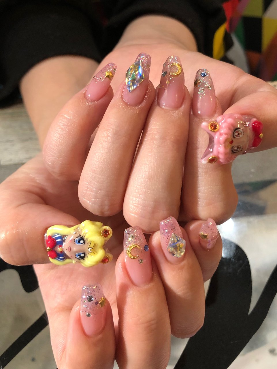 ハンド キャラクター 3d ミディアム ピンク 宮城県 石巻 ロージーネイル Rosy Nail Pupuu Rosyのネイル デザイン No ネイルブック