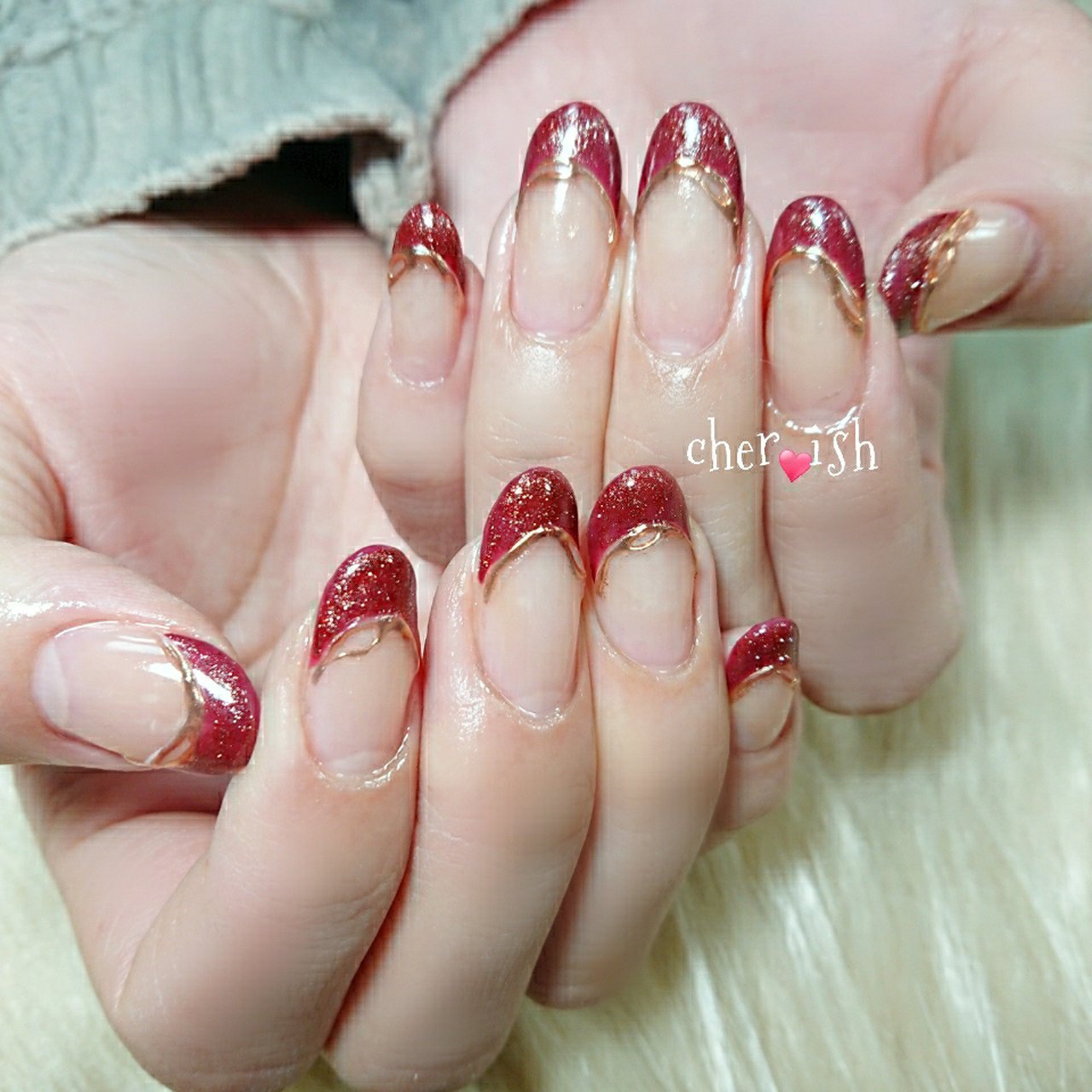 ハンド フレンチ ラメ ミラー アイシング Private Nail Salon Cher Ishのネイルデザイン No ネイル ブック