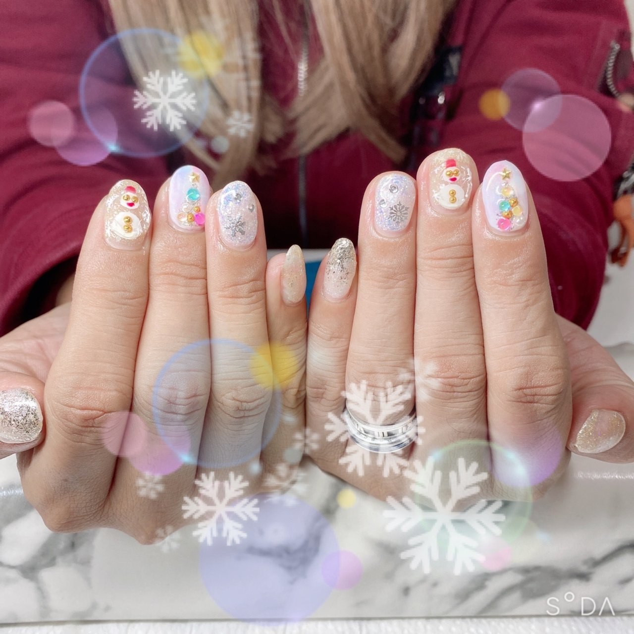 冬 クリスマス オフィス 女子会 ハンド リヨウのネイルデザイン No 623 ネイルブック