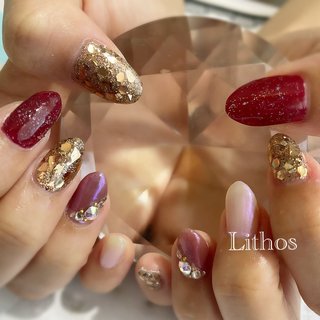 ブラウングリッターネイルのネイルデザイン ネイルブック