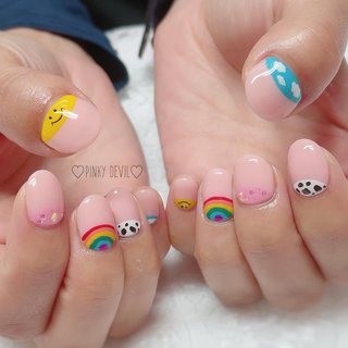 22年 新着順 フレンチ カラフル ニコちゃんネイルのネイルデザイン ネイルブック