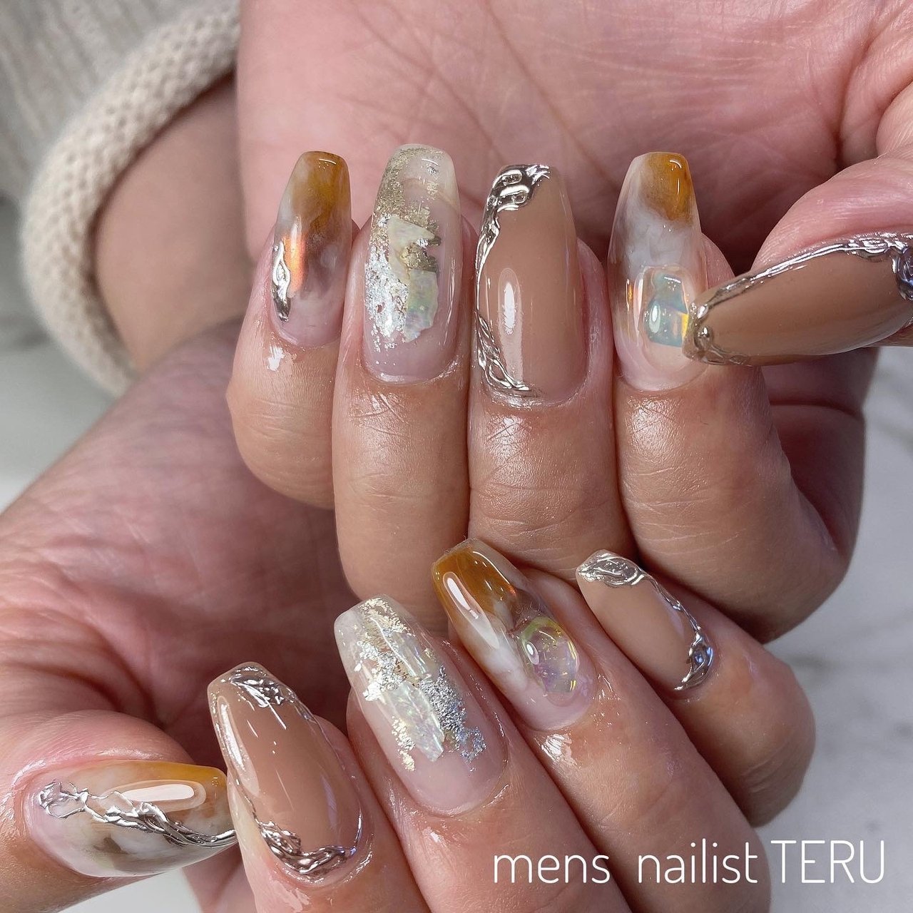 秋 冬 ハンド ジェルネイル 大阪北堀江nail Salon Eternalメンズネイリストteruのネイルデザイン No 602 ネイル ブック