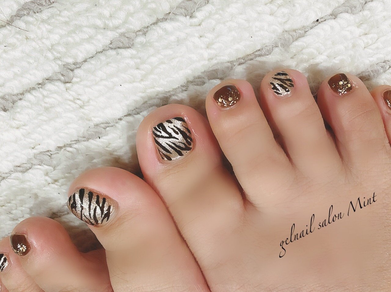 冬 フット アニマル柄 ショート ブラウン Aiのネイルデザイン No ネイルブック