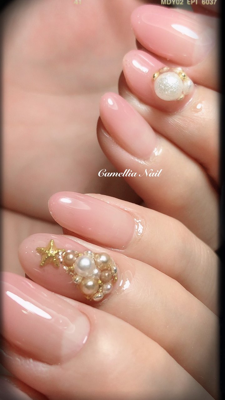 冬 クリスマス ハンド ミディアム ピンク Camellia Nailのネイルデザイン No ネイルブック