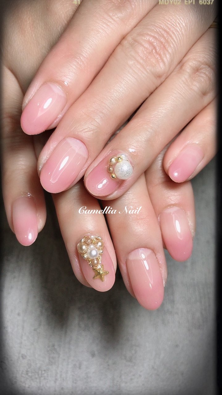 冬 クリスマス ハンド ミディアム ピンク Camellia Nailのネイルデザイン No ネイルブック