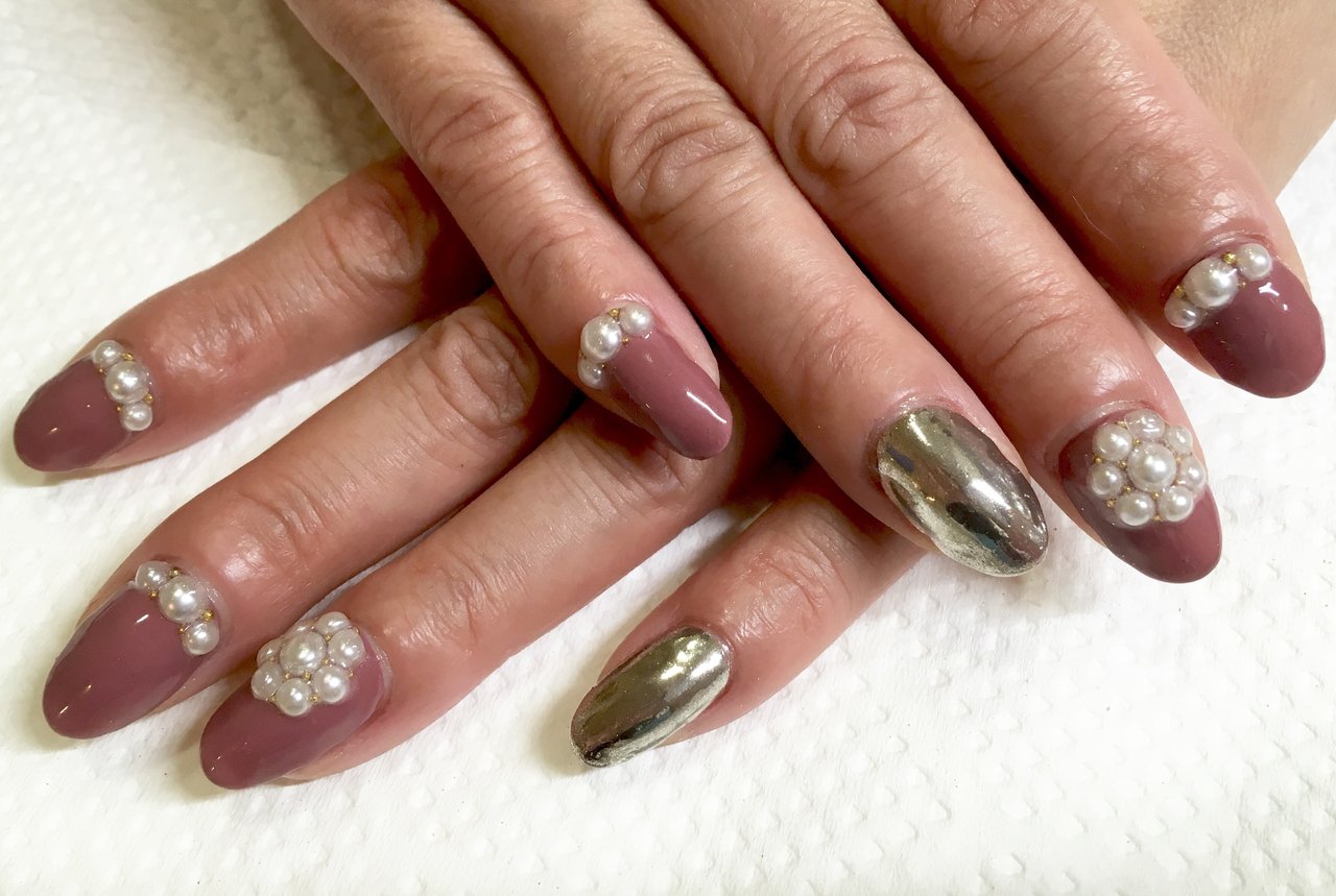 オールシーズン ハンド ミラー オレンジ ジェルネイル Ruiのネイルデザイン No ネイルブック