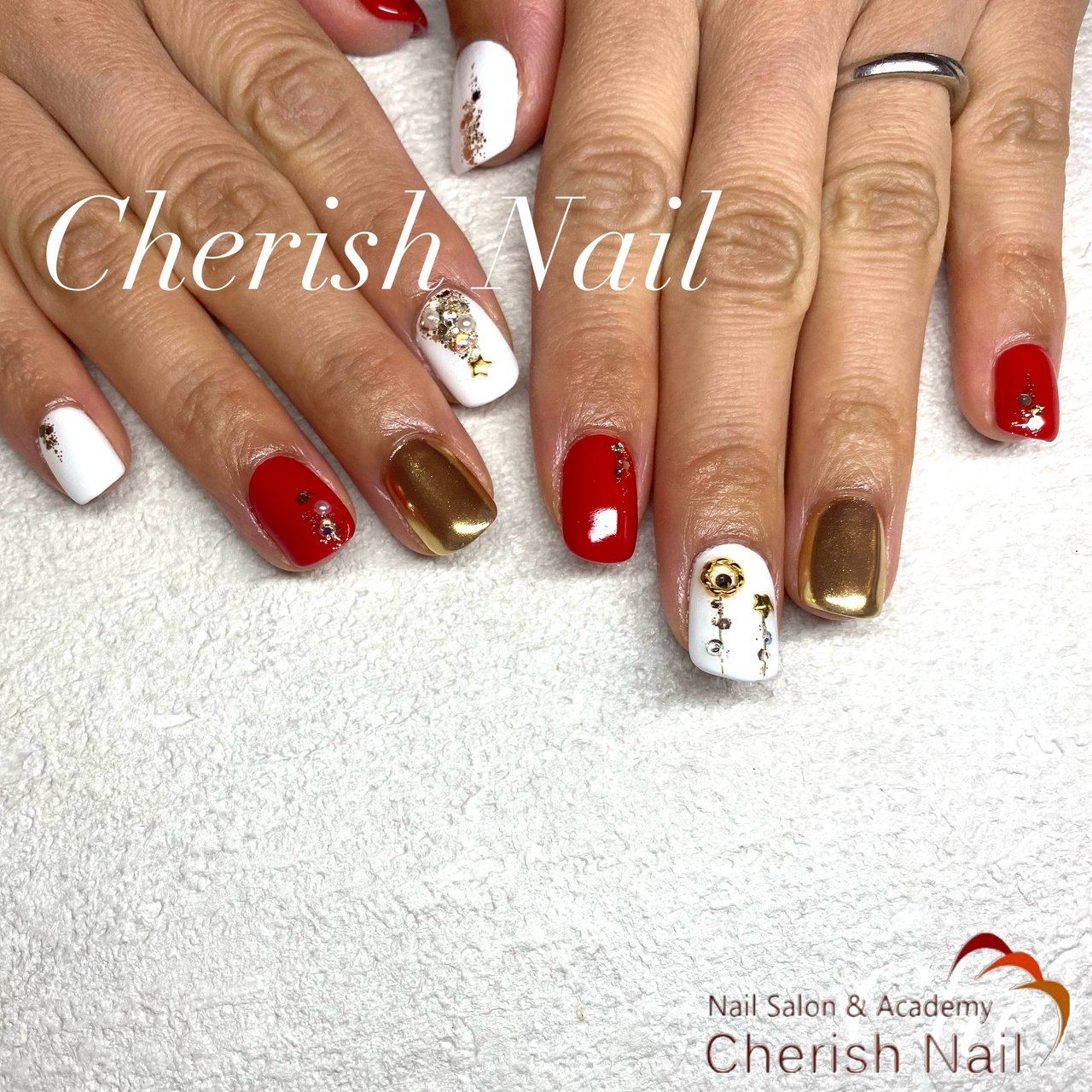 秋 冬 クリスマス オフィス シンプル 豊橋 Cherish Nail チェリッシュネイル のネイルデザイン No 629 ネイルブック