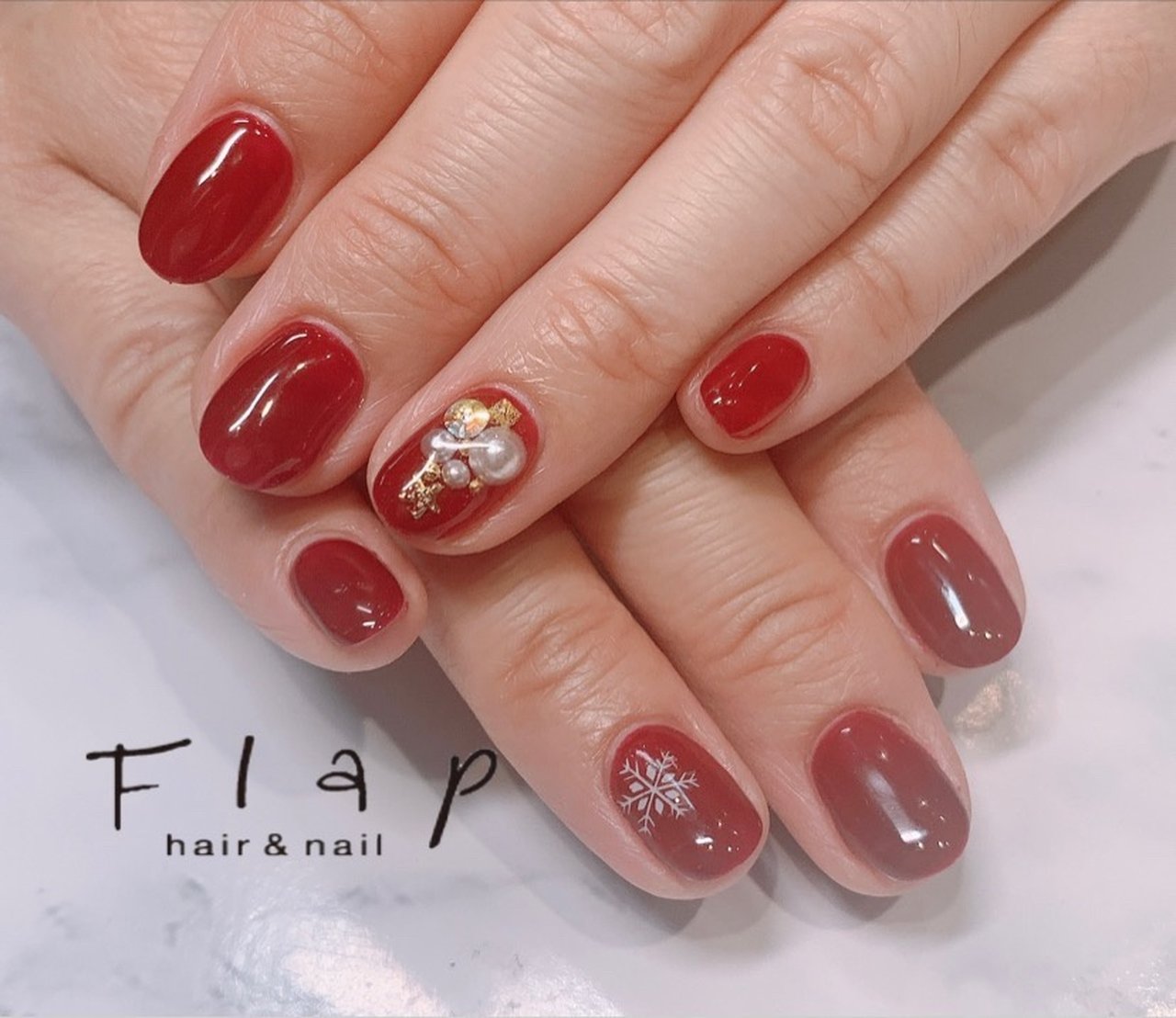 秋 冬 クリスマス ハンド シンプル Hair And Nail Flapのネイルデザイン No ネイルブック