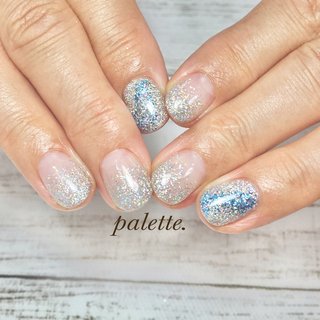 青ラメのネイルデザイン ネイルブック