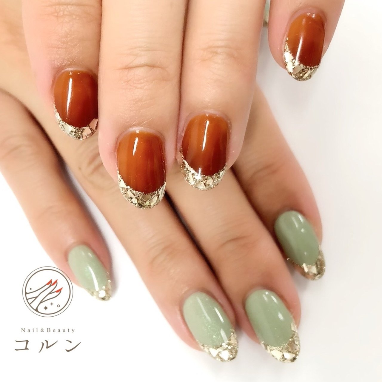 秋 冬 女子会 フレンチ グリーン パラジェル取扱店 Nail Beauty コルン赤坂 溜池山王のネイルデザイン No ネイル ブック