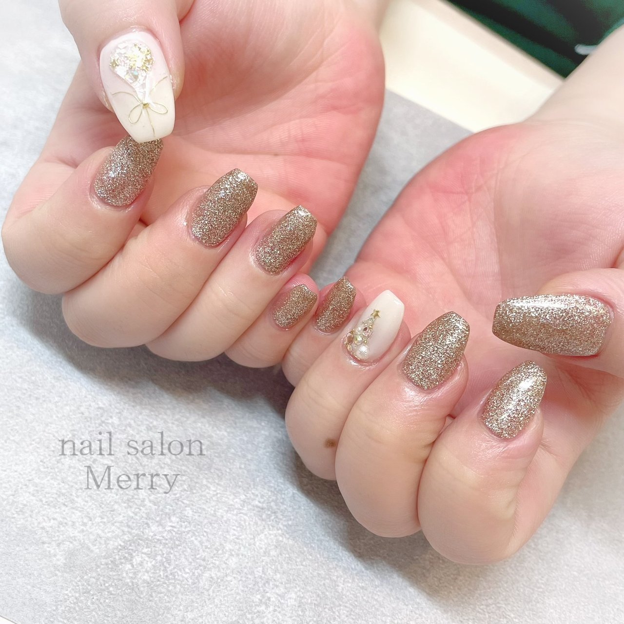 冬 クリスマス オフィス パーティー ハンド Nail Salon Merry メリー のネイルデザイン No ネイルブック