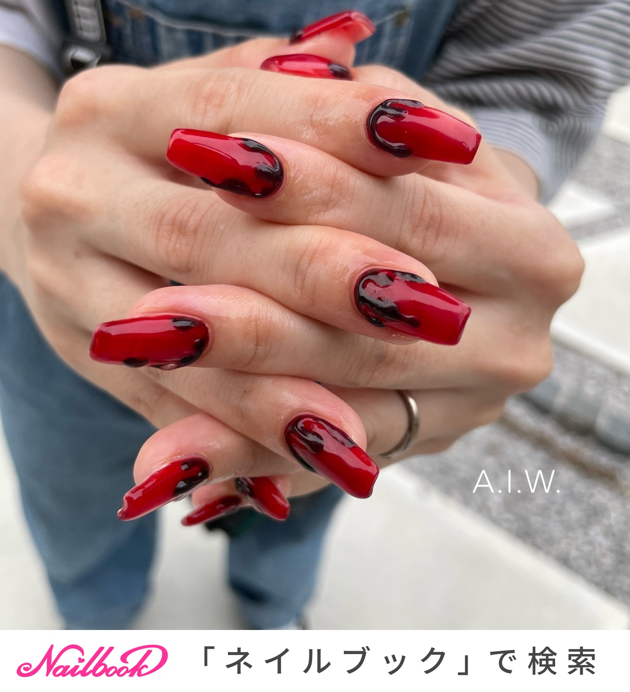 レッド ボルドー ブラック 大倉ノドカのネイルデザイン No ネイルブック