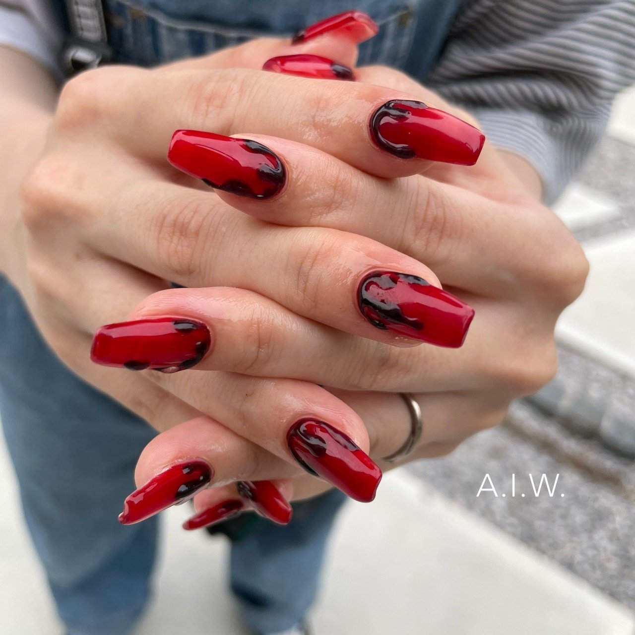 レッド ボルドー ブラック 大倉ノドカのネイルデザイン No ネイルブック