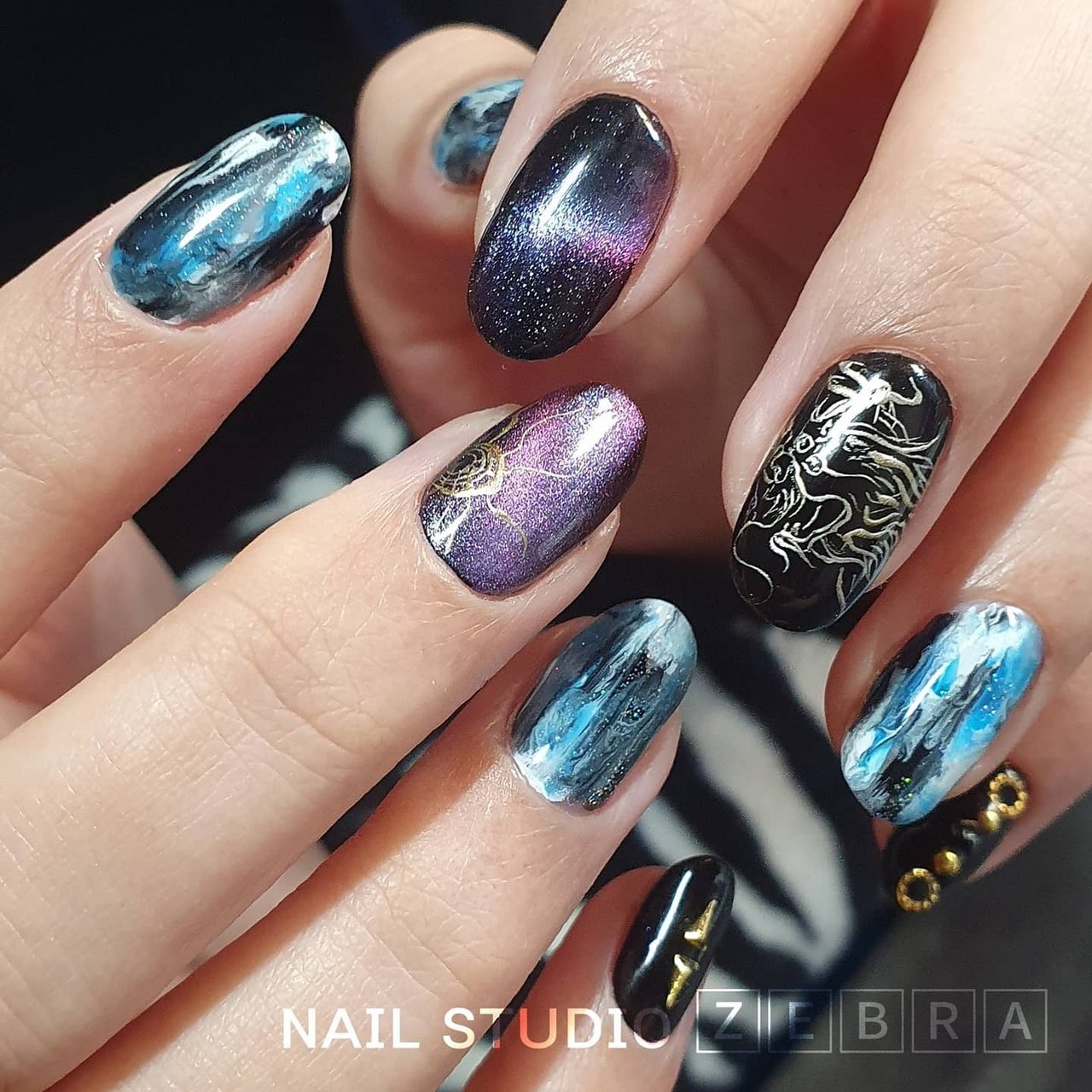 ハンド ワンカラー ニュアンス マグネット ショート のネイルデザイン No ネイルブック